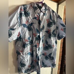 Chaps Blue and Green Tropical Print Shirt